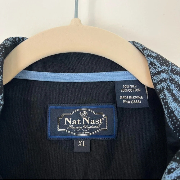 Nat Nast Relaxed Fit Silk Cotton Palm Leaf Print Shirt XL Vacation Cruise Beach - Picture 3 of 4